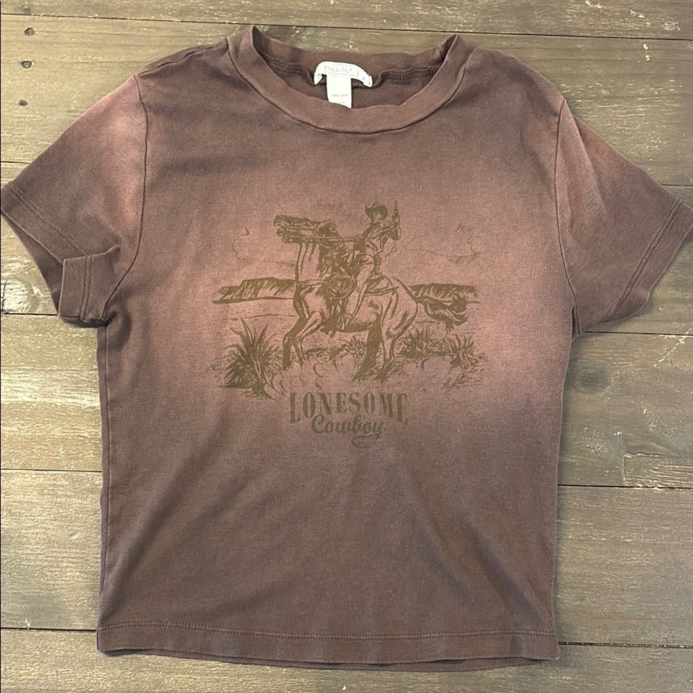 Full Tilt Brown Graphic Crop Top